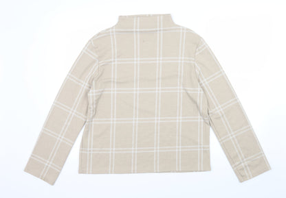M&S Womens Beige Check  Basic T-Shirt Size 12