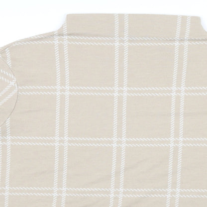 M&S Womens Beige Check  Basic T-Shirt Size 12