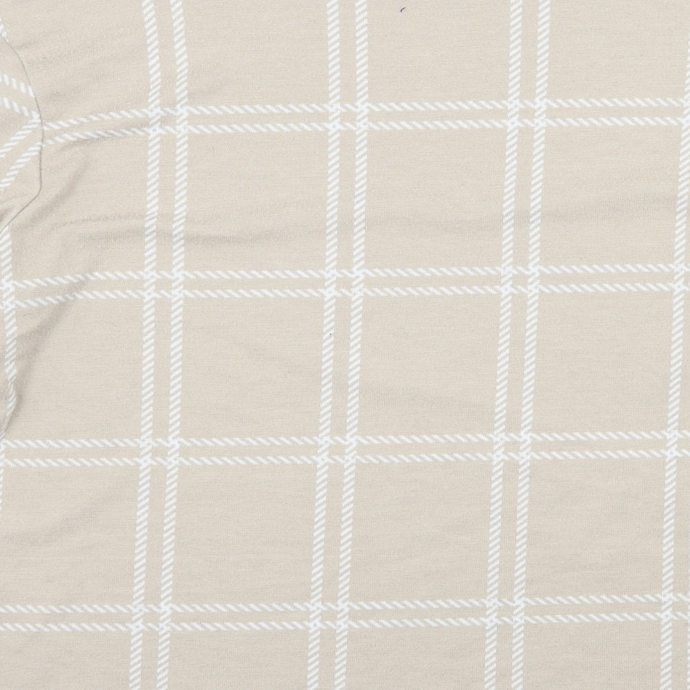 M&S Womens Beige Check  Basic T-Shirt Size 12