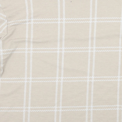 M&S Womens Beige Check  Basic T-Shirt Size 12