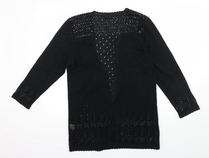 Shanghai Womens Black Geometric Knit Cardigan Jumper Size M