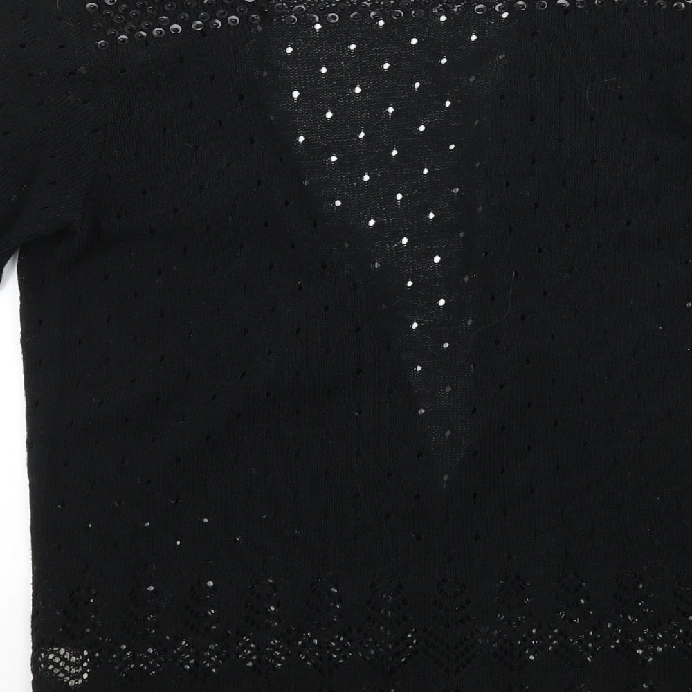 Shanghai Womens Black Geometric Knit Cardigan Jumper Size M