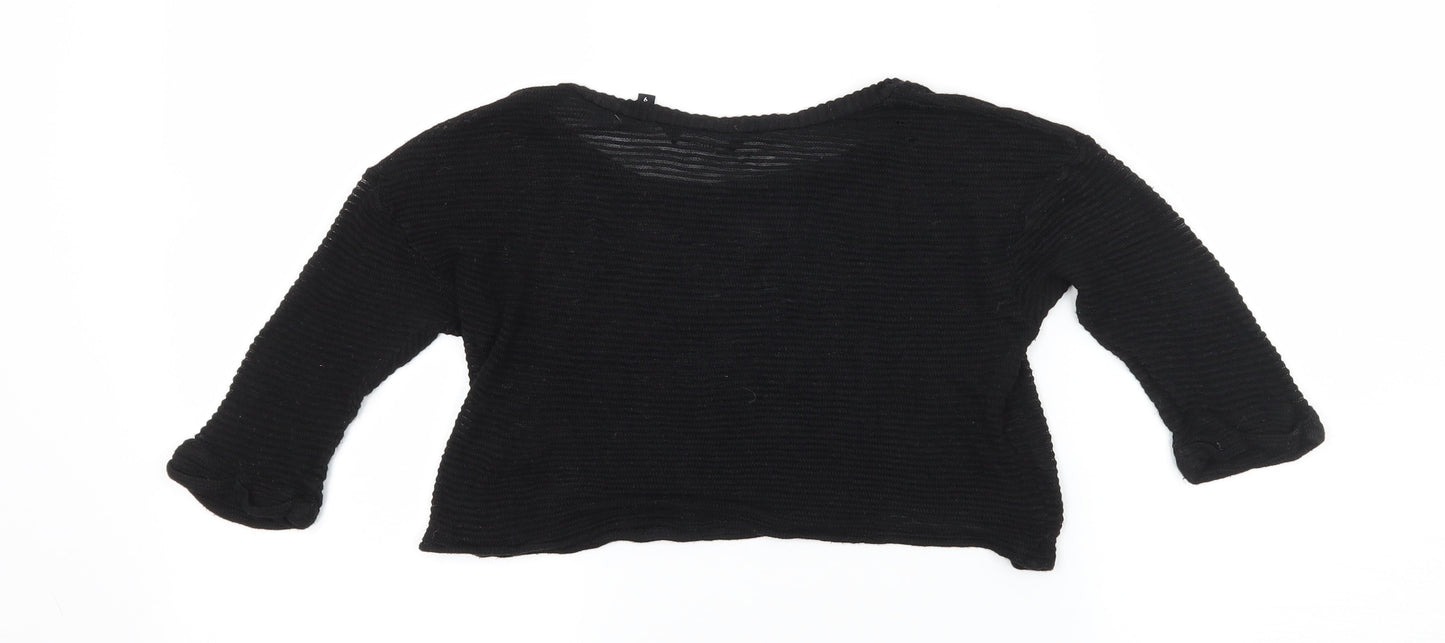 New Look Girls Black  Knit Basic T-Shirt Size 9 Years