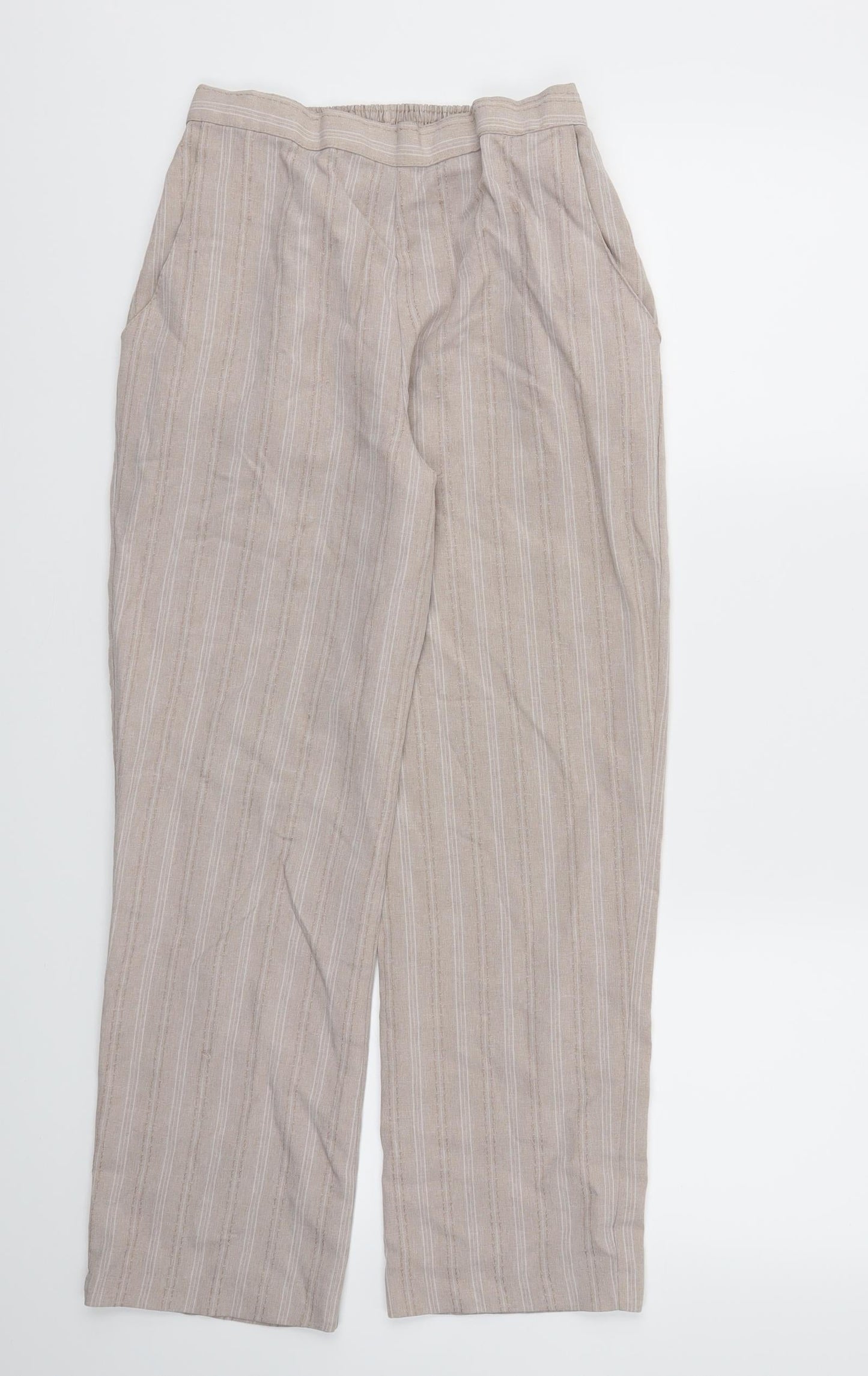 First Avenue Womens Beige Striped  Trousers  Size 10 L26 in - Stretch waistband