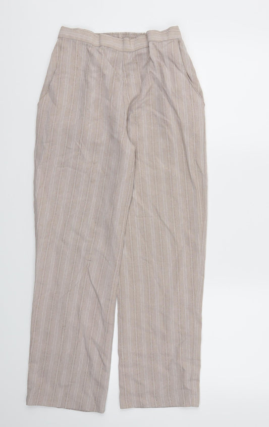 First Avenue Womens Beige Striped  Trousers  Size 10 L26 in - Stretch waistband