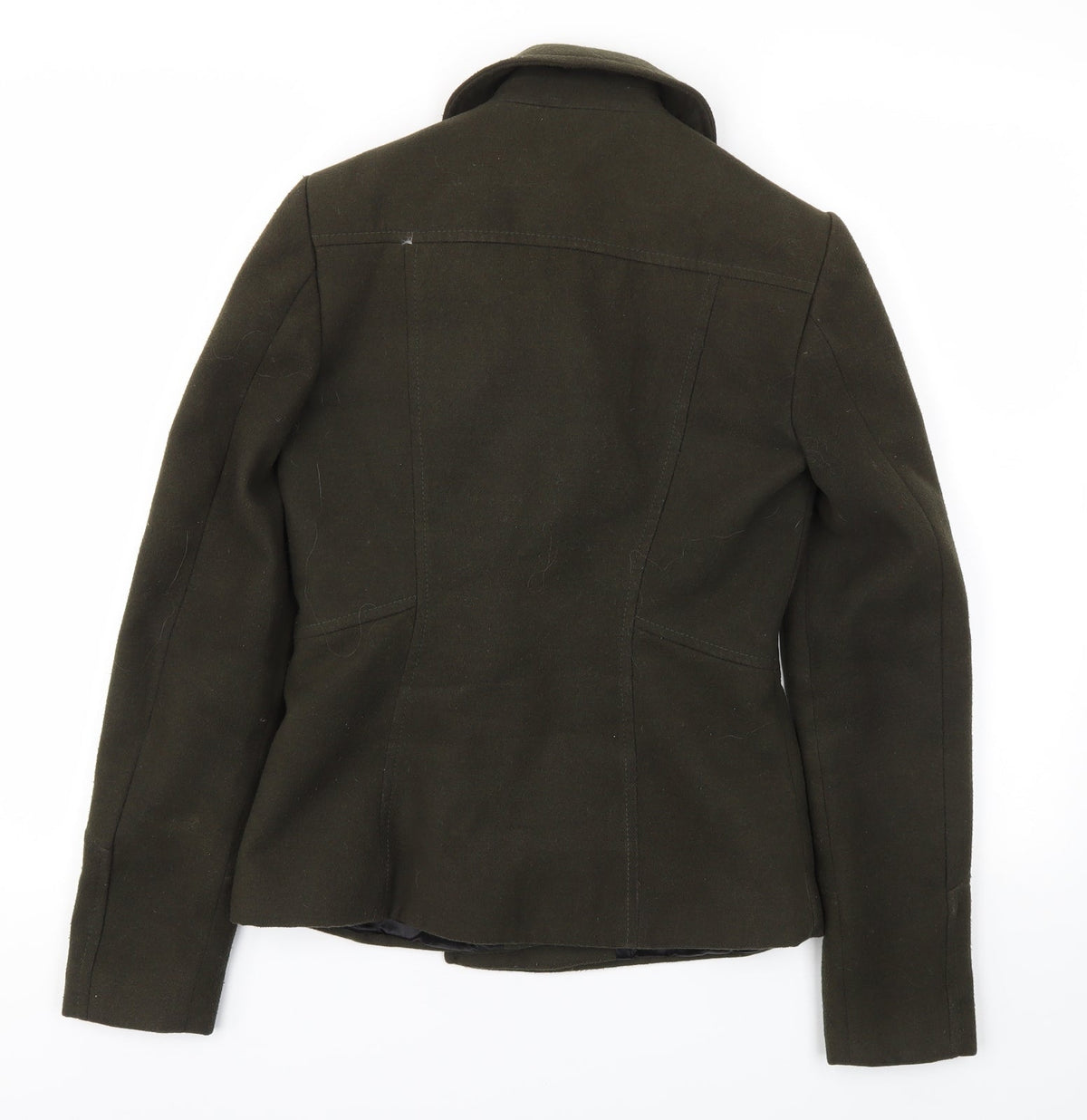 Back view of Dorothy Perkins women’s green jacket coat, size UK 6