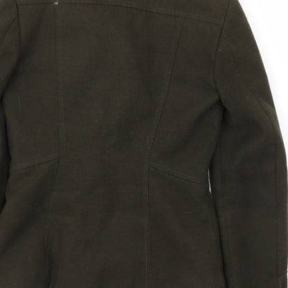Brand and care label for Dorothy Perkins women’s green jacket coat, size UK 6