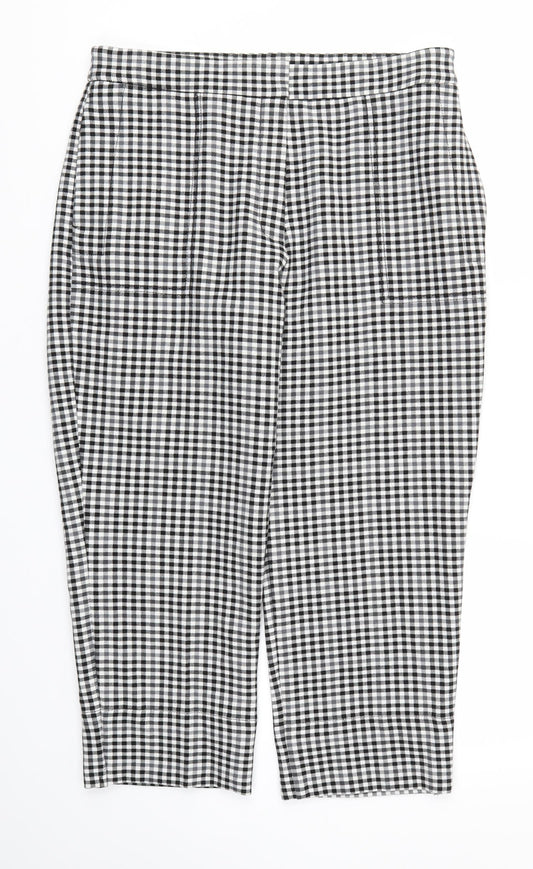 M&S Womens Black Check  Trousers  Size 14 L24 in