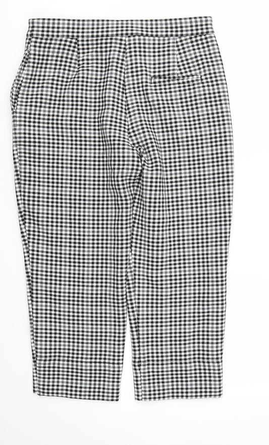 M&S Womens Black Check  Trousers  Size 14 L24 in