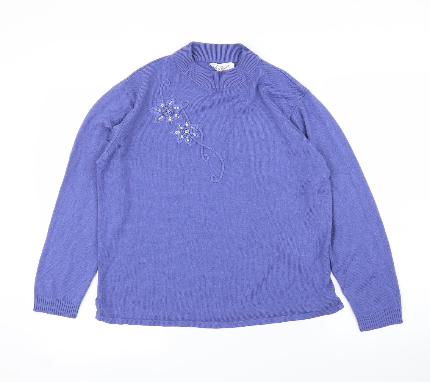 Reflect Womens Blue Floral  Cardigan Jumper Size L