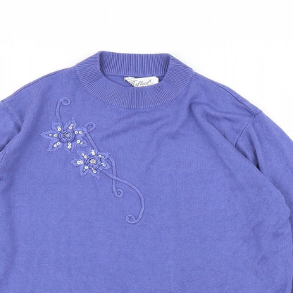 Reflect Womens Blue Floral  Cardigan Jumper Size L