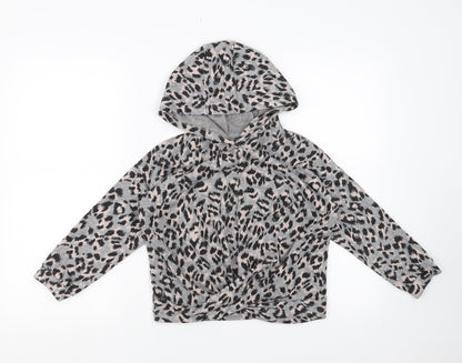 Sainsburys Girls Green Animal Print  Pullover Hoodie Size 8 Years