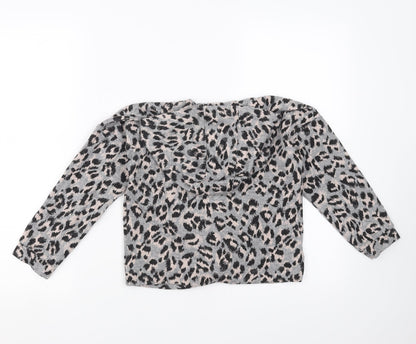 Sainsburys Girls Green Animal Print  Pullover Hoodie Size 8 Years