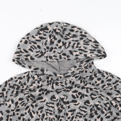 Sainsburys Girls Green Animal Print  Pullover Hoodie Size 8 Years