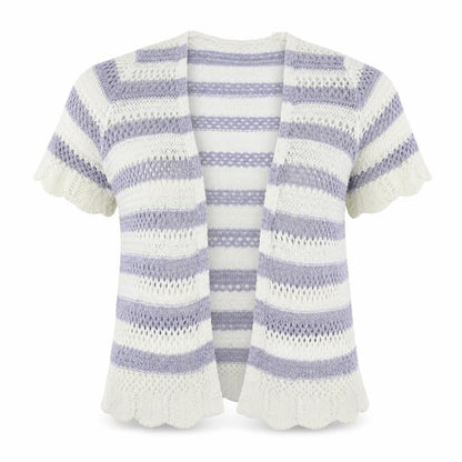 Matalan Womens White Striped  Cardigan Jumper Size 6