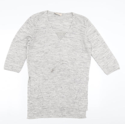 Marks & Spencer Womens Grey   Pullover Jumper Size 12  - Side split