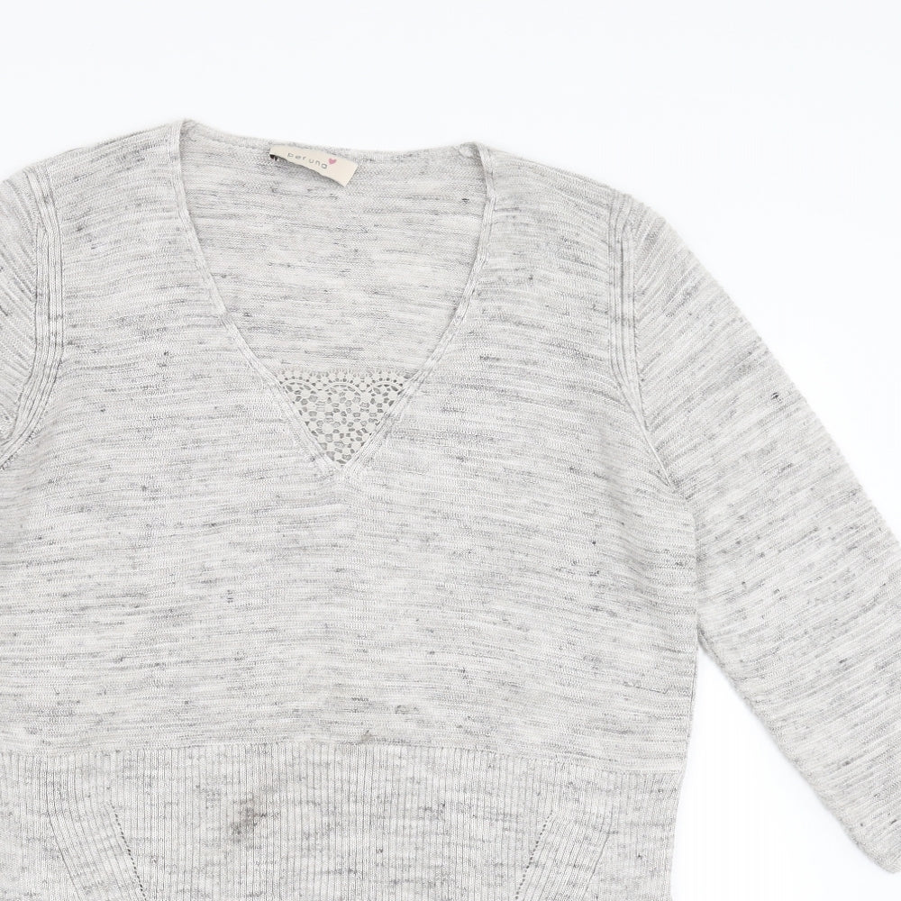 Marks & Spencer Womens Grey   Pullover Jumper Size 12  - Side split