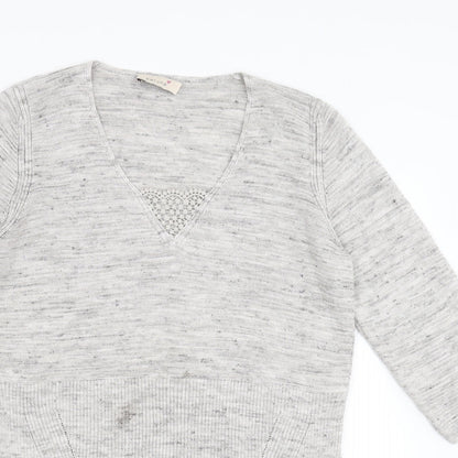 Marks & Spencer Womens Grey   Pullover Jumper Size 12  - Side split