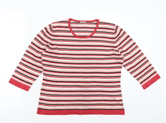Preworn Womens Red Striped  Pullover Jumper Size 14