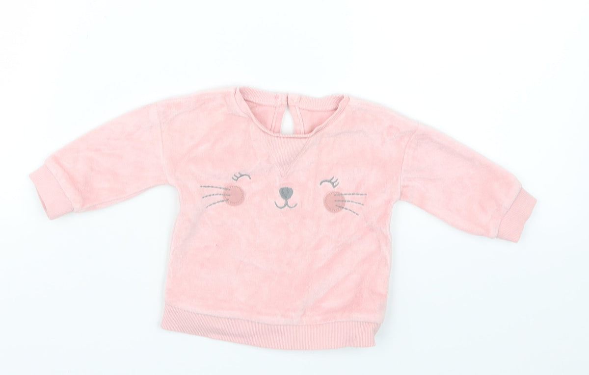 Front view of George girls’ pink jumper, size 0-3, months