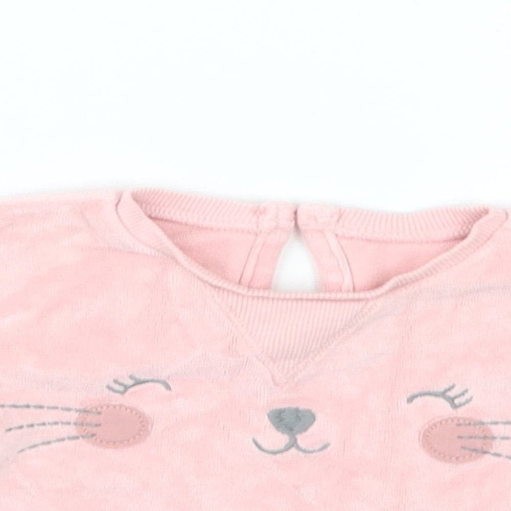 Close-up detail of George girls’ pink jumper, size 0-3, months