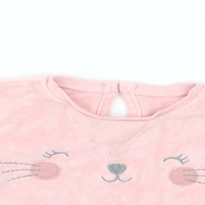 Close-up detail of George girls’ pink jumper, size 0-3, months
