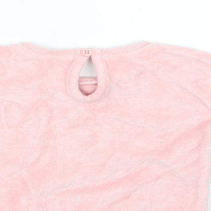 Brand and care label for George girls’ pink jumper, size 0-3, months