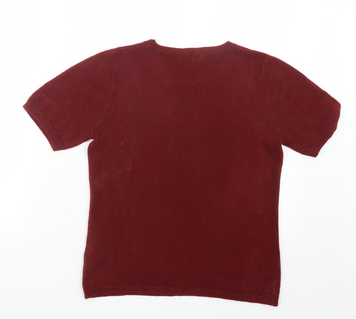 Back view of Marks and Spencer women’s red knit jumper, size UK 10