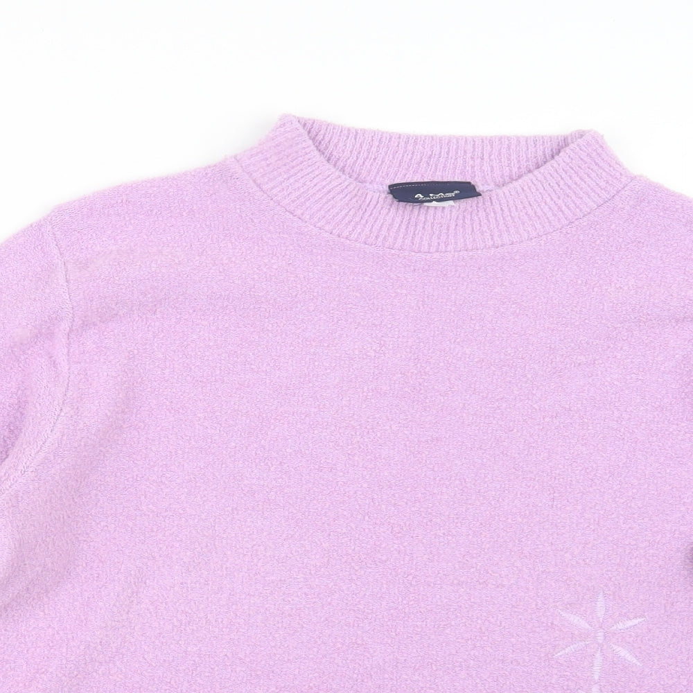 Close-up detail of 4 Me women’s purple knit jumper, size S