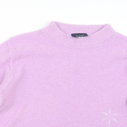 Close-up detail of 4 Me women’s purple knit jumper, size S