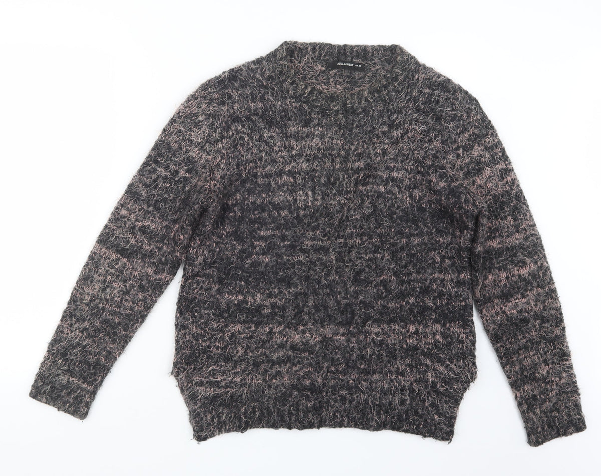 Front view of AKD A WEST women’s pink knit jumper, size UK 12