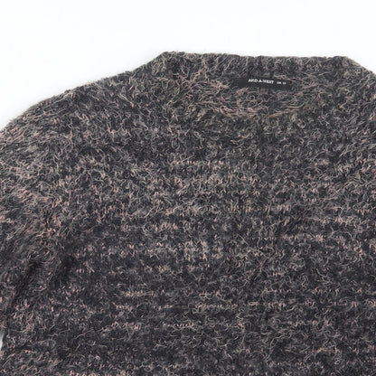 Close-up detail of AKD A WEST women’s pink knit jumper, size UK 12