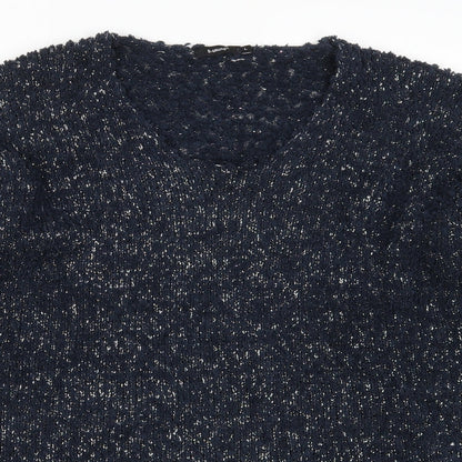 Close-up detail of b.young women’s blue jumper, size L