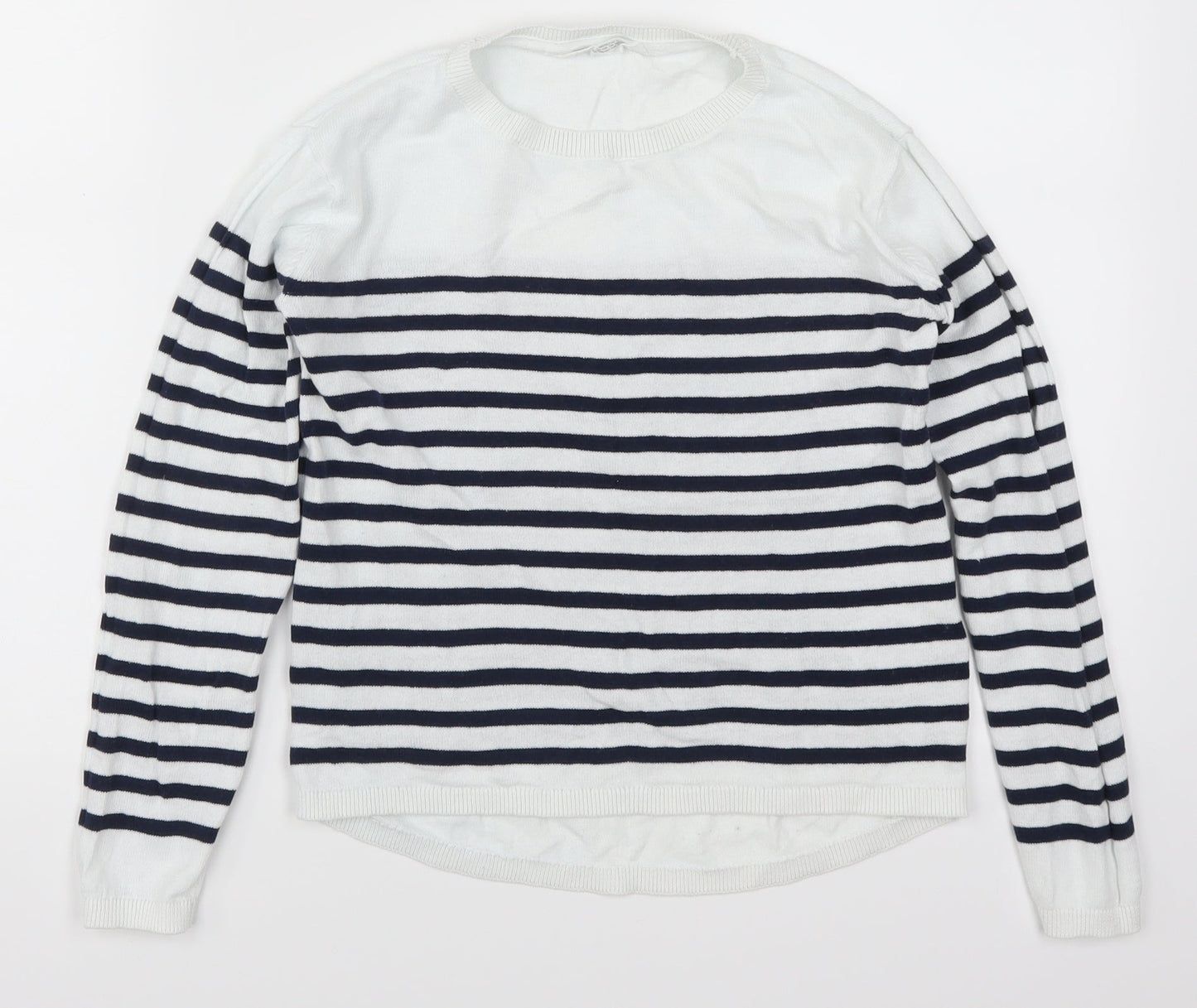H&M Girls White Striped  Pullover Jumper Size 11-12 Years  - Blue