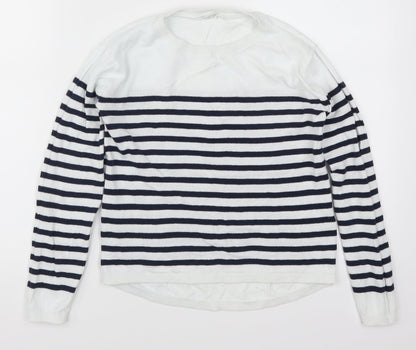 H&M Girls White Striped  Pullover Jumper Size 11-12 Years  - Blue
