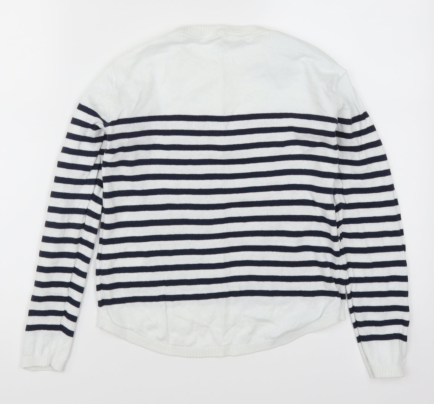 H&M Girls White Striped  Pullover Jumper Size 11-12 Years  - Blue