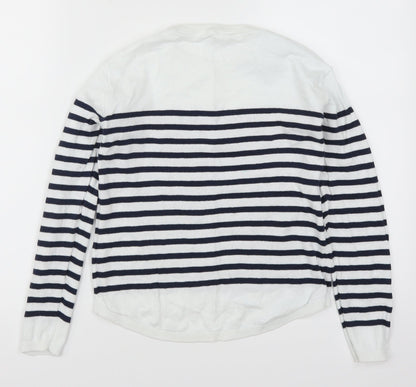 H&M Girls White Striped  Pullover Jumper Size 11-12 Years  - Blue
