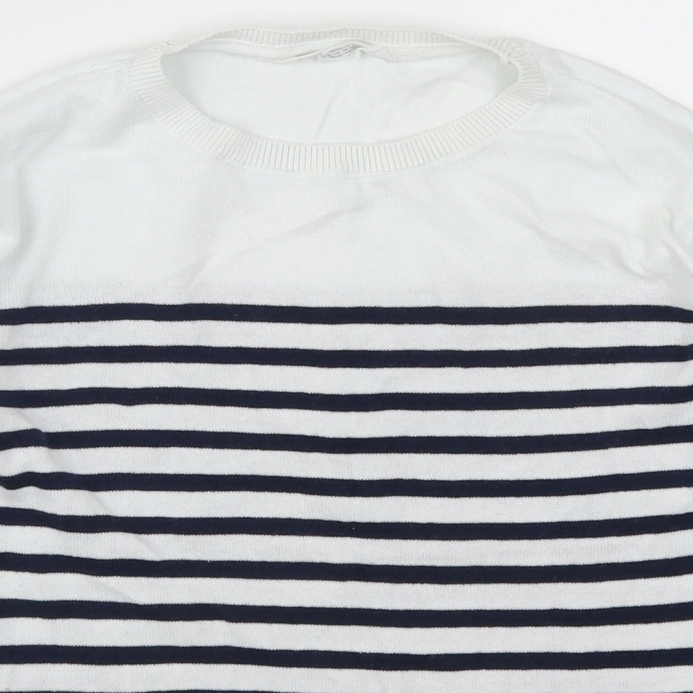 H&M Girls White Striped  Pullover Jumper Size 11-12 Years  - Blue