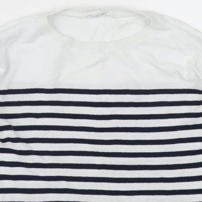 H&M Girls White Striped  Pullover Jumper Size 11-12 Years  - Blue
