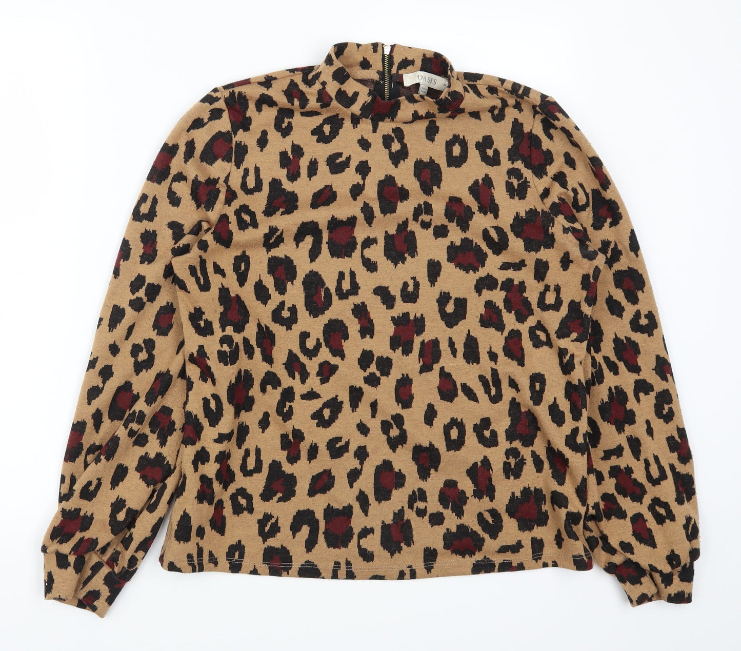 Oasis Womens Brown Animal Print  Pullover Sweatshirt Size M