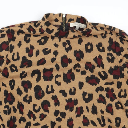 Oasis Womens Brown Animal Print  Pullover Sweatshirt Size M