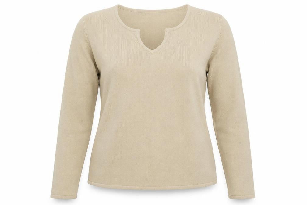 Front view of Atmosphere women’s beige jumper, size UK 14