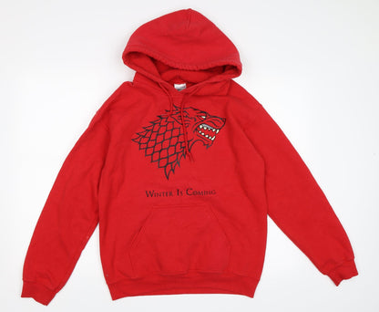 Mens UK Size S Gildan Red Pullover Hoodie