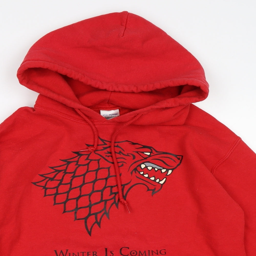 Mens UK Size S Gildan Red Pullover Hoodie