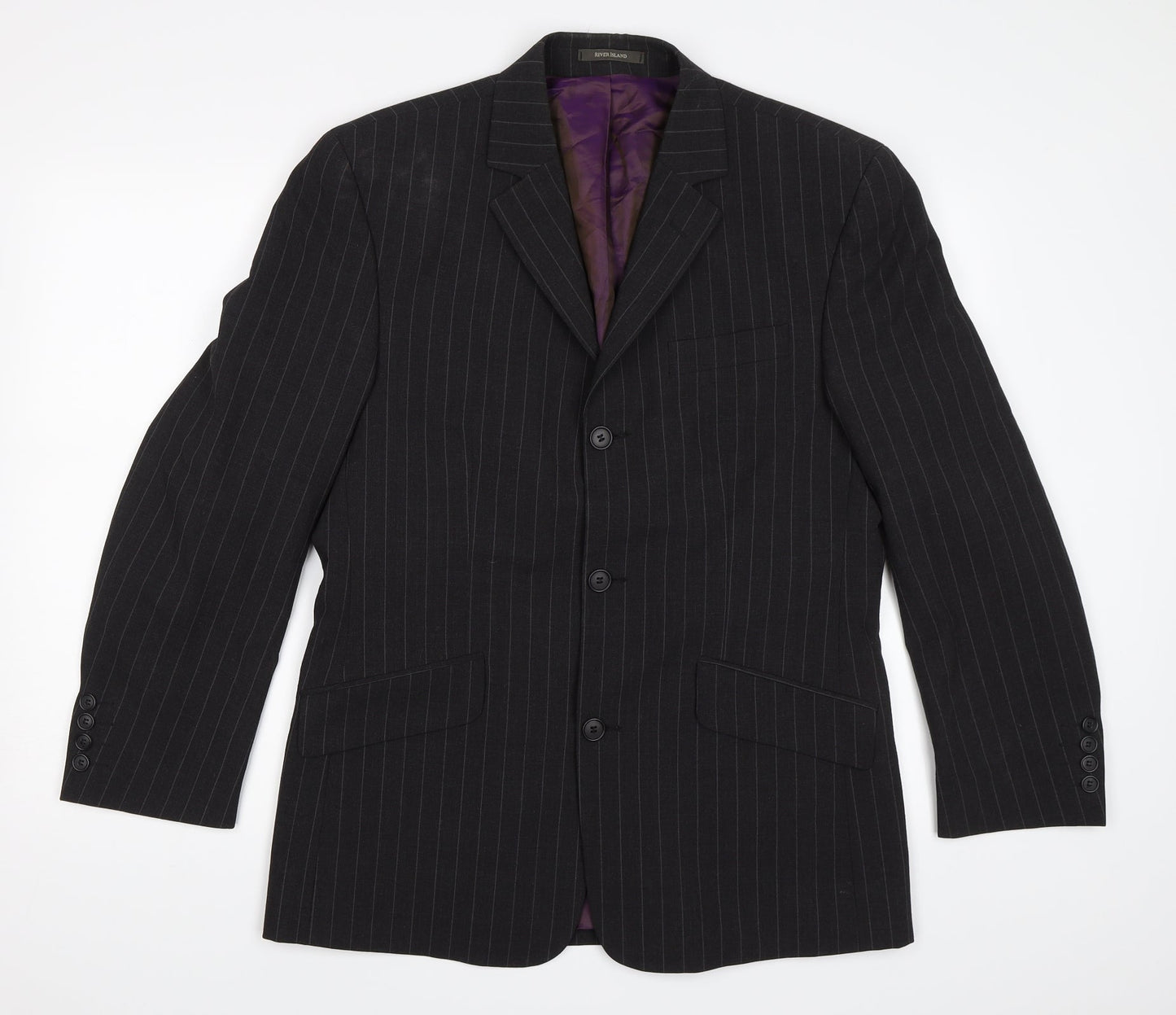 Mens UK Size 38 River Island Regular Grey Suit Jacket