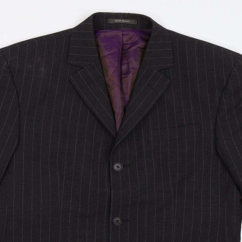 Mens UK Size 38 River Island Regular Grey Suit Jacket
