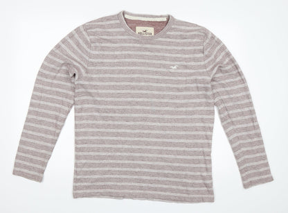 Hollister Mens Pink Striped  Pullover Jumper Size M