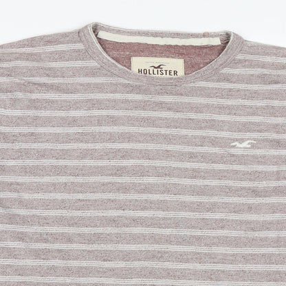 Hollister Mens Pink Striped  Pullover Jumper Size M