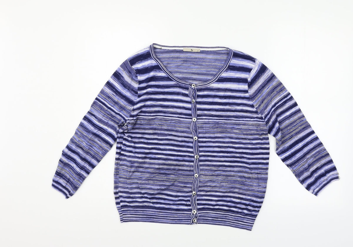 Tu Womens Purple Striped  Pullover Jumper Size 14