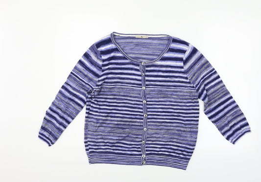 TU Womens Purple Striped  Pullover Jumper Size 14